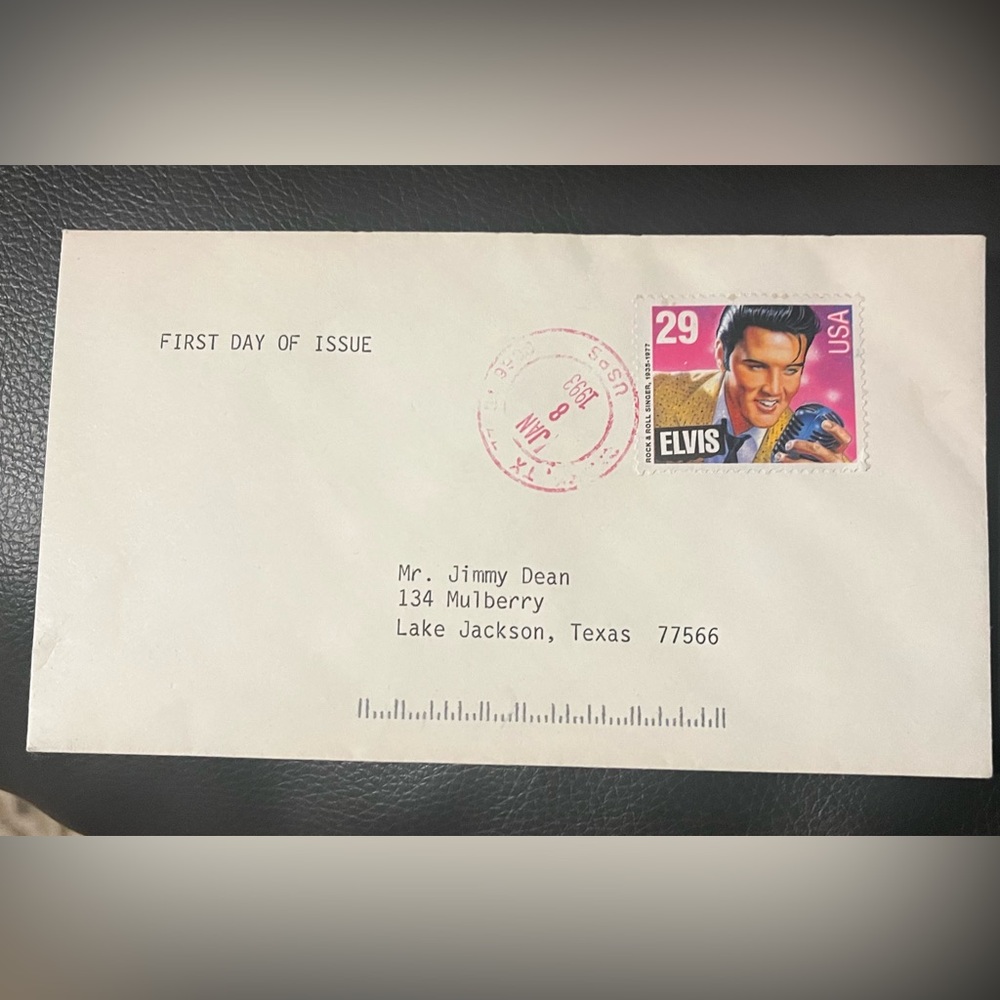 USPS Jan. 1993 FIRST DAY COVER, ELVIS PRESLEY Hand Stamped On First Day Of Issue